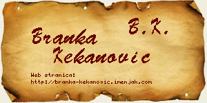 Branka Kekanović vizit kartica